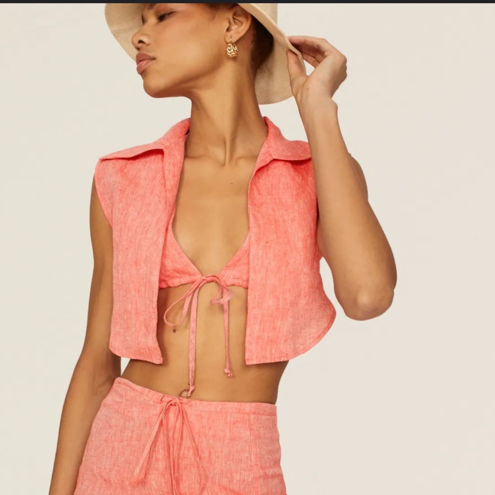 Matthew‎ Bruch Linen Bikini Vest Top